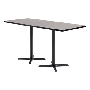 Rectangle Pedestal Bar-Height Café Table w/ X Base