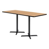 Rectangle Pedestal Bar-Height Café Table w/ X Base