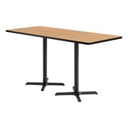 Rectangle Pedestal Bar-Height Café Table w/ X Base