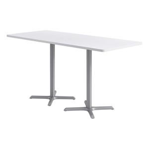 Rectangle Pedestal Bar-Height Café Table w/ X Base