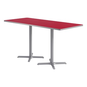 Rectangle Pedestal Bar-Height Café Table w/ X Base