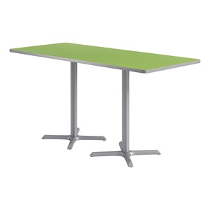 Rectangle Pedestal Bar-Height Café Table w/ X Base