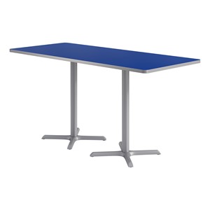 Rectangle Pedestal Bar-Height Café Table w/ X Base