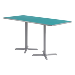 Rectangle Pedestal Bar-Height Café Table w/ X Base