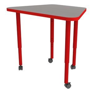 Shapes Accent Series Trapezoid Collaborative Table - Cosmic Strandz Top w/ Red Legs