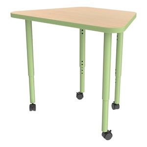 Shapes Accent Series Trapezoid Collaborative Table - Maple Top w/ Green Apple Legs
