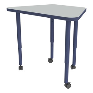 Shapes Accent Series Trapezoid Collaborative Table - North Sea Top w/ Navy Legs
