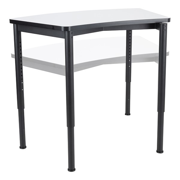 Profile Series Right Curve Mobile Whiteboard Stacking Collaborative Desk - Adjustability