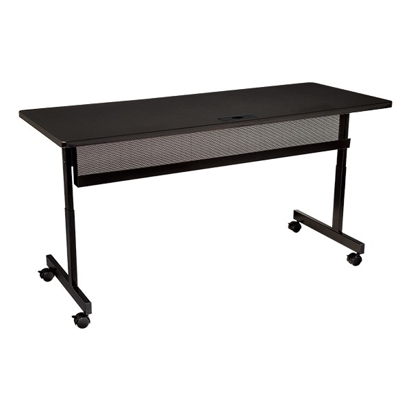 Adjustable-Height Computer Desk w/ Electrical  & USB Option (24" W x 72" L) - Black front