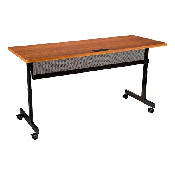 Adjustable-Height Computer Desk w/ Electrical  & USB Option (24" W x 72" L) - Cherry front