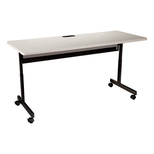 Adjustable-Height Computer Desk w/ Electrical  & USB Option (24" W x 72" L) - Gray