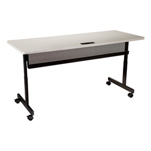Adjustable-Height Computer Desk w/ Electrical  & USB Option (24" W x 72" L) - Gray front