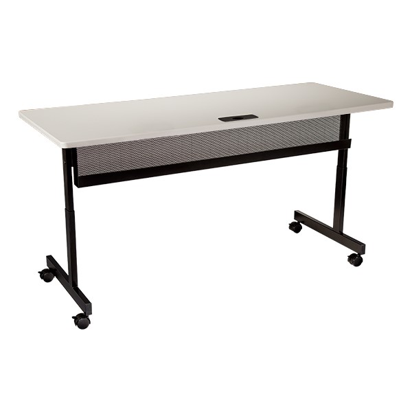 Adjustable-Height Computer Desk w/ Electrical  & USB Option (24" W x 72" L) - Gray front