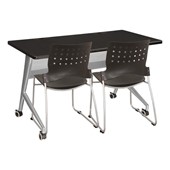 Heavy-Duty Mobile Computer Table & Ballard Stack Chair Set
