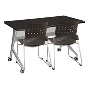 Heavy-Duty Mobile Computer Table & Ballard Stack Chair Set