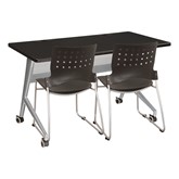 Heavy-Duty Mobile Computer Table & Ballard Stack Chair Set