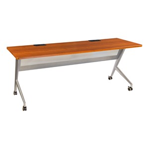 Heavy-Duty Mobile Computer Table w/ Electric (24" W x 72" L) - Cherry