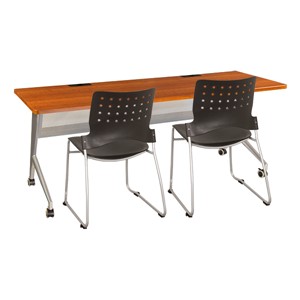 Heavy-Duty Mobile Computer Table & Stack Chair Bundle (24" W x 72" L)