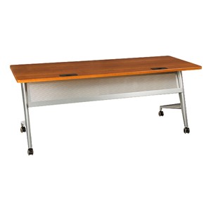 Heavy-Duty Mobile Computer Table & Stack Chair Bundle - Heavy-Dut Mobile Computer Table - Cherry