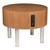 Round Side Table w/ Electrical Outlet & USB - Walnut