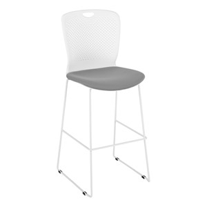 Edison Upholstered Sled-Based Cafe Chair with Graphite Seat Cushion
