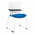 Edison Upholstered Sled-Base Tablet Arm Chair with Brilliant Blue Cushion