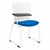 Edison Upholstered Sled-Base Tablet Arm Chair with Brilliant Blue Cushion
