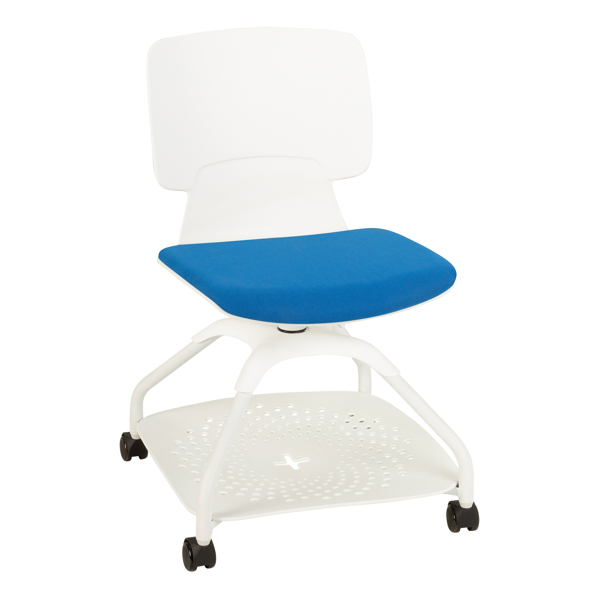 Edison Upholstered Mobile Pod Chair - Cobalt Blue Seat w/ White Frame