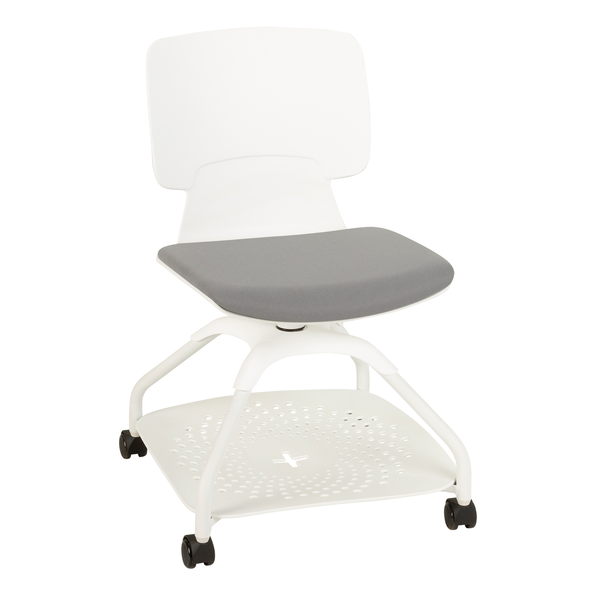 Edison Upholstered Mobile Pod Chair - Graphite Seat w/ White Frame