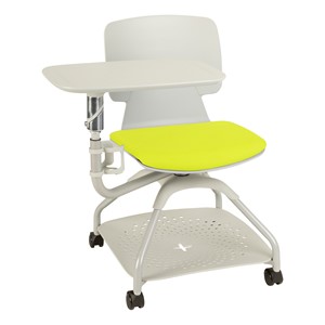 Edison Upholstered Mobile Pod Chair w/ Tablet Arm - Green Apple Seat & Gray Frame/Tablet