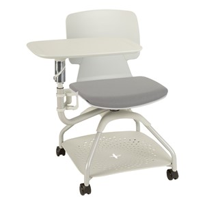 Edison Upholstered Mobile Pod Chair w/ Tablet Arm - Graphite Seat & Gray Frame/Tablet