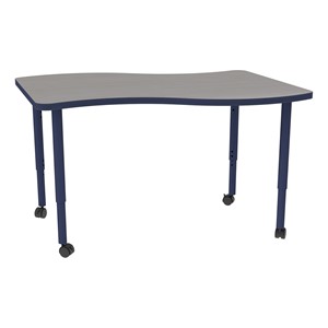 Shapes Accent Series Wave Collaborative Table (30" W x 48" L) - Cosmic Strandz Top w/ Navy Legs