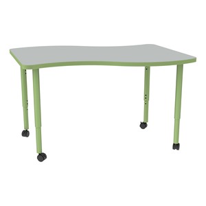 Shapes Accent Series Wave Collaborative Table (30" W x 48" L) - North Sea Top w/ Green Apple Legs