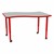 Shapes Accent Series Wave Collaborative Table (30" W x 48" L) - Maple Top w/ Red Legs