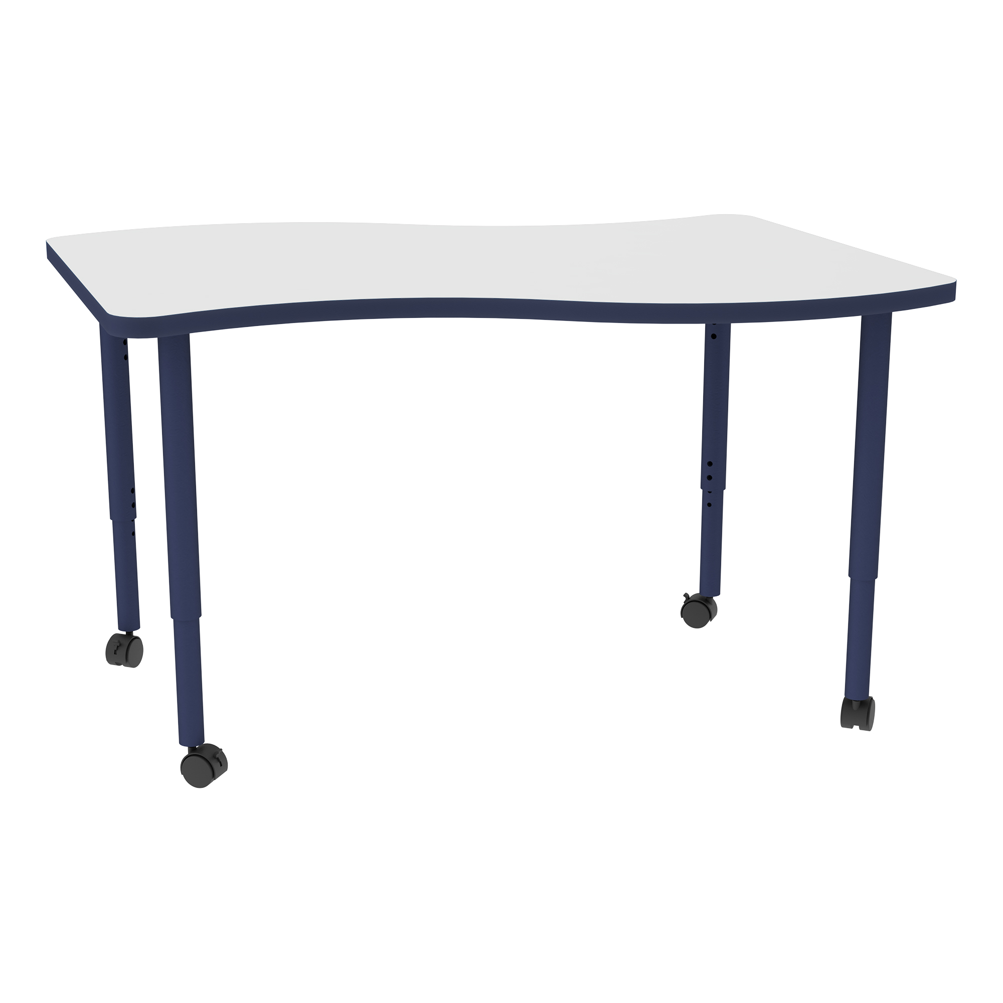 Shapes Accent Series Wave Collaborative Table w/ Whiteboard Top - Navy
