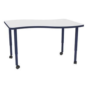 Shapes Accent Series Wave Collaborative Table w/ Whiteboard Top - Navy