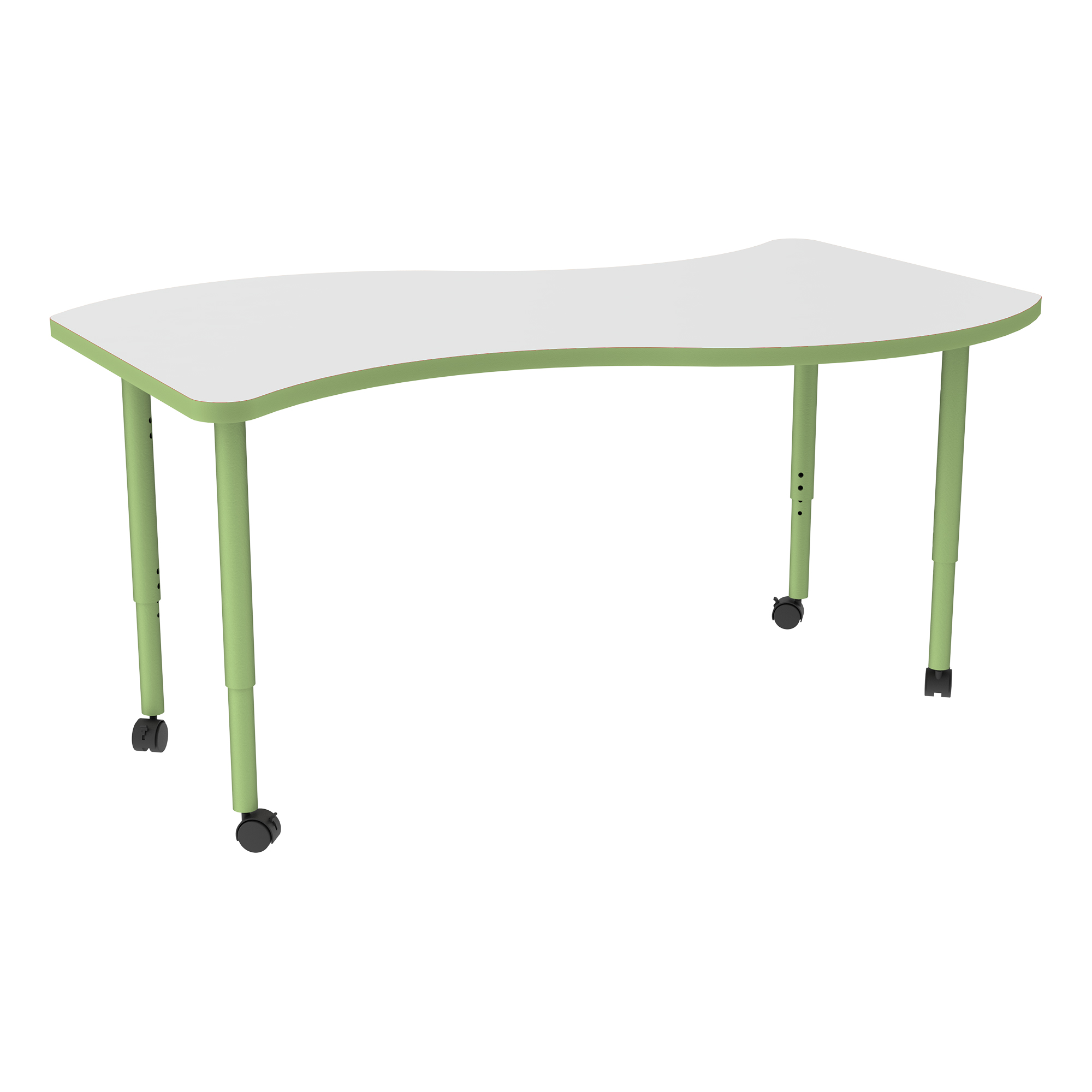 Shapes Accent Series Wave Collaborative Table w/ Whiteboard Top - Green Apple