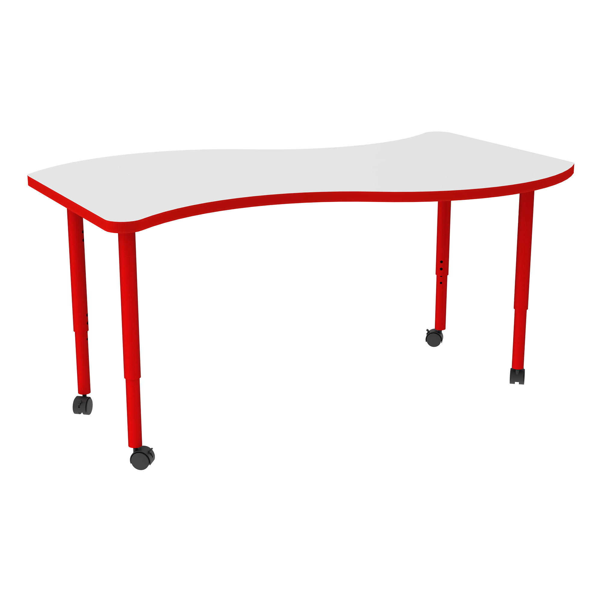 Shapes Accent Series Wave Collaborative Table w/ Whiteboard Top - Red