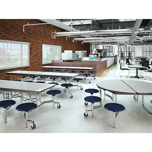 Mobile Stool Cafeteria Table w/ MDF Core & Protect Edge