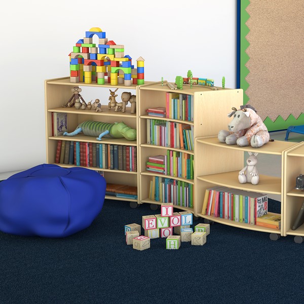 Curved Mobile Shelving (36" H) - Assembled - Environmental Shot