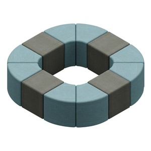Shapes Series II Vinyl Soft Seating - Cube (gray crosshatch) - Wedge (blue crosshatch)