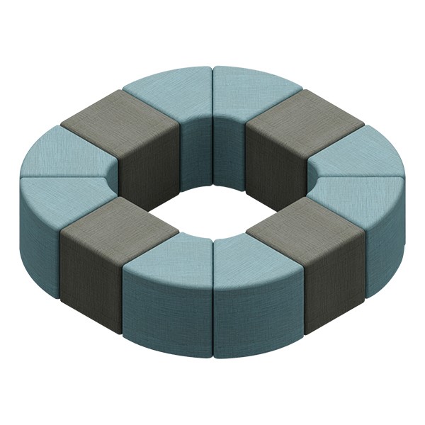 Shapes Series II Vinyl Soft Seating - Cube (gray crosshatch) - Wedge (blue crosshatch)