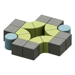 Shapes Series II Vinyl Soft Seating - Cube (gray crosshatch) - Wedge (green crosshatch) - Cylinder (blue crosshatch)