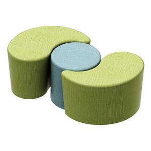 Shapes Series II Vinyl Soft Seating - Cylinder (blue crosshatch) - Teardrop (green crosshatch)