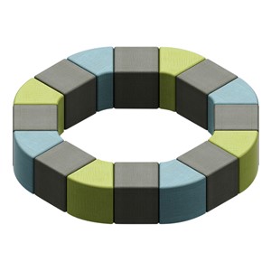 Shapes Series II Vinyl Soft Seating - Cube (gray crosshatch) - Wedge (blue & green crosshatch)