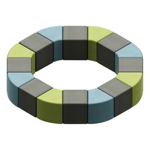 Shapes Series II Vinyl Soft Seating - Cube (gray crosshatch) - Wedge (blue & green crosshatch)