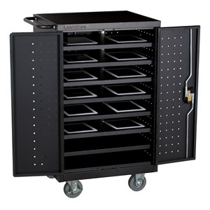 Structure Series 12-Device Laptop/Tablet Assembled Charging Cart - Black - Open - Shown w/ Tablets (not included)