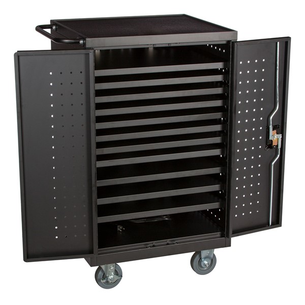 Structure Series 24-Device Tablet Assembled Charging Cart - Black - Open