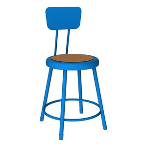 Metal Lab Stool w/ Backrest Brilliant Blue - Fixed Height (18")