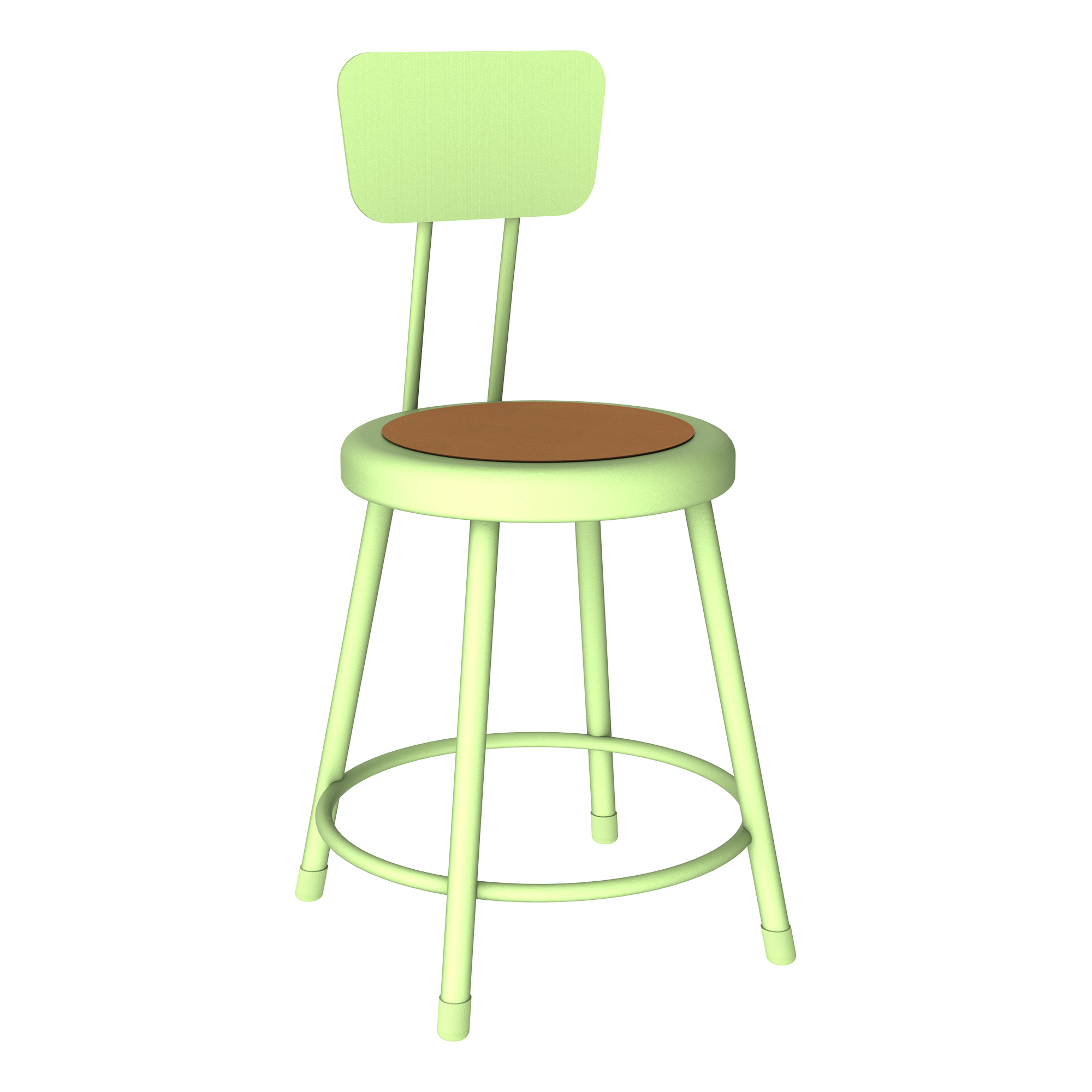 Metal Lab Stool w/ Backrest Green Apple - Fixed Height (18")